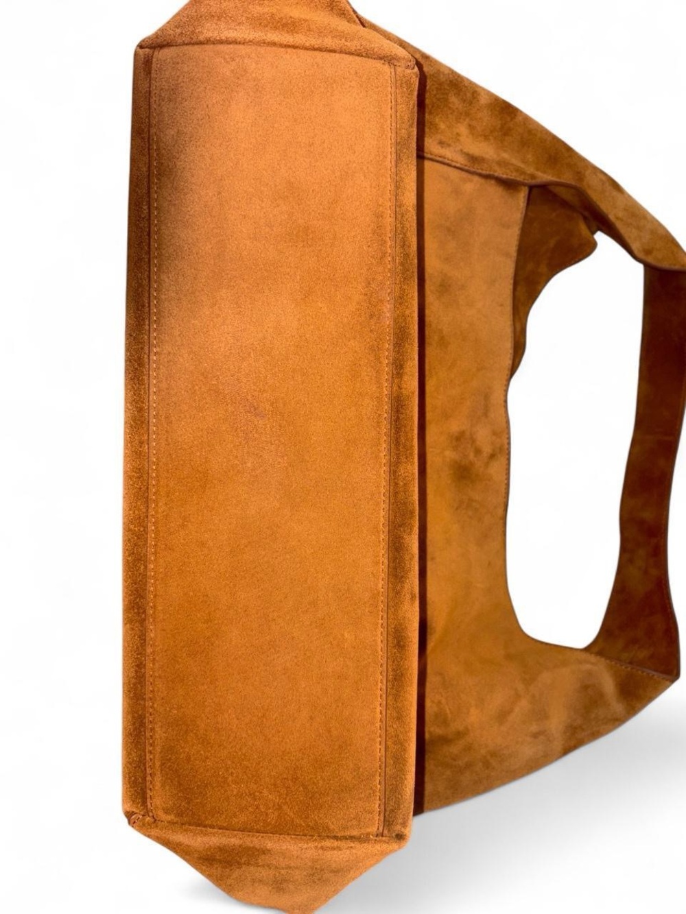 Quince Esme Suede Asymmetrical Shoulder Bag in Whiskey Brown - Picture 4 of 5